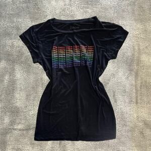 Black rainbow bebe y2k tee shirt